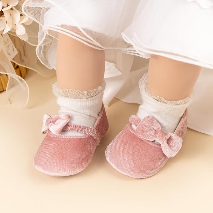 KIDSUN Infant Baby Girls Mary Jane Shoes Non-Slip Rubber Sole Ballet Slippers - Image 2