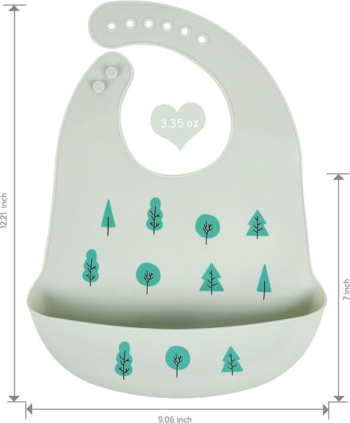 2 Pack Silicone Baby Bibs Adjustable Fit Waterproof Bib With Leak Proof Food Pouch Catcher for Eating Boys Girls