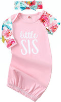 AMAWMW Newborn Baby Girl Little Sister Sleeper Gown Stripe Long Sleeve by AMAWMW
