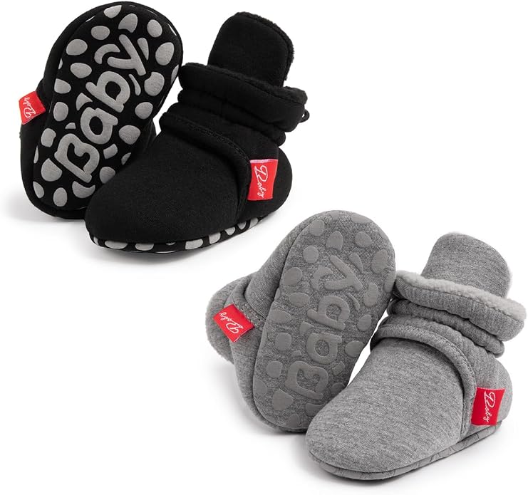 Babelvit Newborn Baby Boy Girl Soft Fleece Booties Stay On Infant Slippers by Babelvit