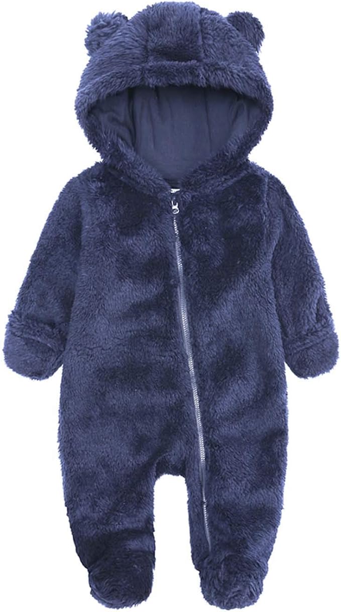 Baby Hooded Fleece Romper Long Sleeve Onesie Outwear Outfits 0-12M | Fall by BabymineStartFromTheHeart