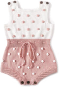 Simplee kids Baby Girl Romper, Sleeveless Pompoms Square Neck | Soft Breathable by Simpleekids