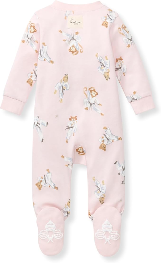 Burt's Bees Baby Girls' Organic Cotton, Sleep and Play Footed Pajamas | Easy - Image 2