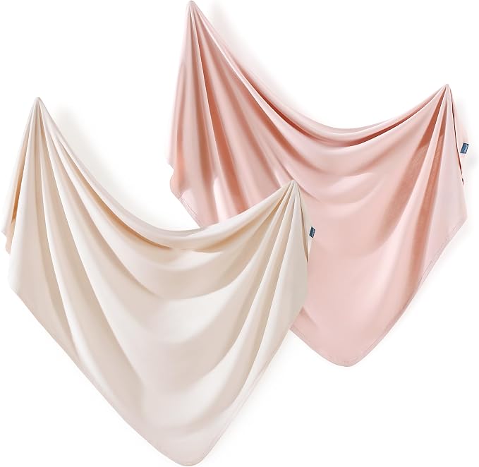 2 Pack Newborn Swaddle Blanket, Ultra Soft Stretchy Jersey Knit Extra Large by BUYNOW