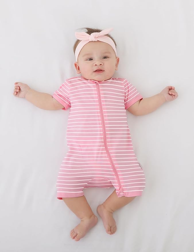 Jimonda Baby Rompers Cotton Boys Girls Short Sleeve Sleepers Pajamas Pjs | Two - Image 2