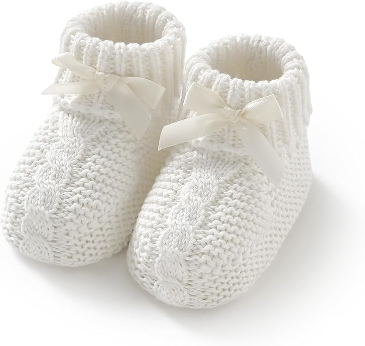 Baby Booties Newborn 100% Cotton Cozy Knit First Shoes | Soft Cute Shower Gift by DovFanny