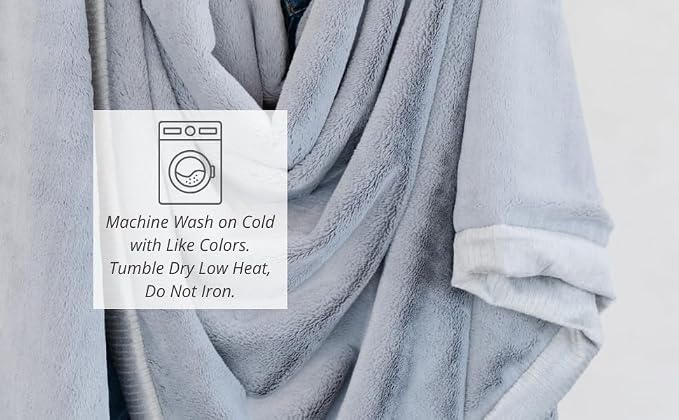 Saranoni Oversized Blanket Plush Soft Luxury Adult Blanket Slate XL 60x80 | - Image 4