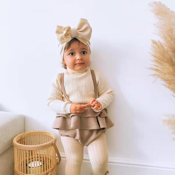Baby Girls Hair Bow Turban Hat 6PCS Set, Top Bowknot Head Wrap Beanie India Caps - Image 6