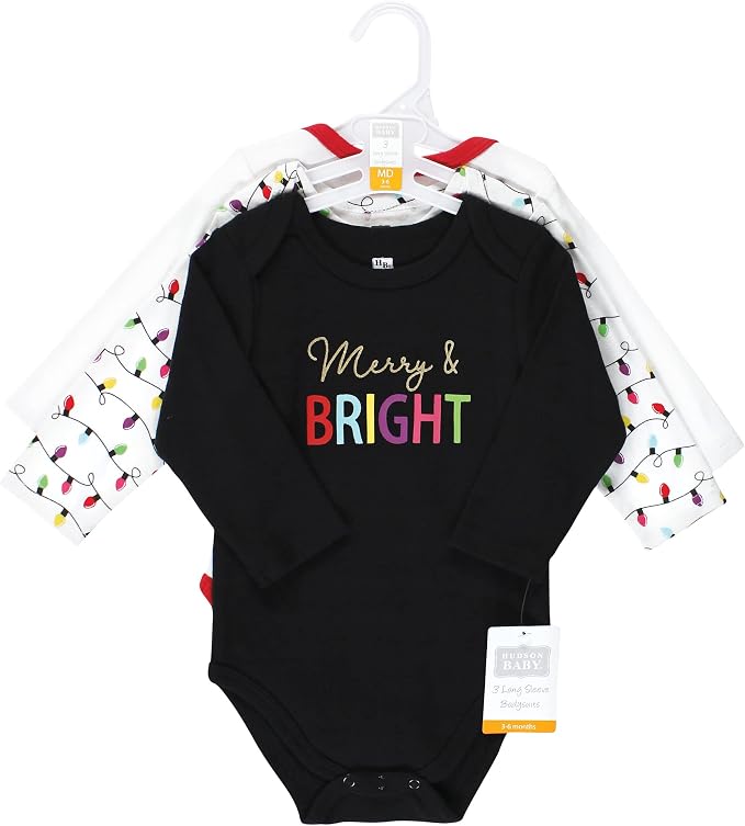 Hudson Baby Baby Girls' Cotton Long-sleeve Bodysuits 3-pack - Image 2