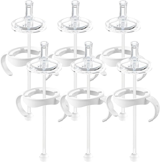 Straw Sippy Cup Conversion Kit for Philips Avent Natural Baby Bottles, Soft top and Weighted Transition Cup Kit with Handles, Pack of 6