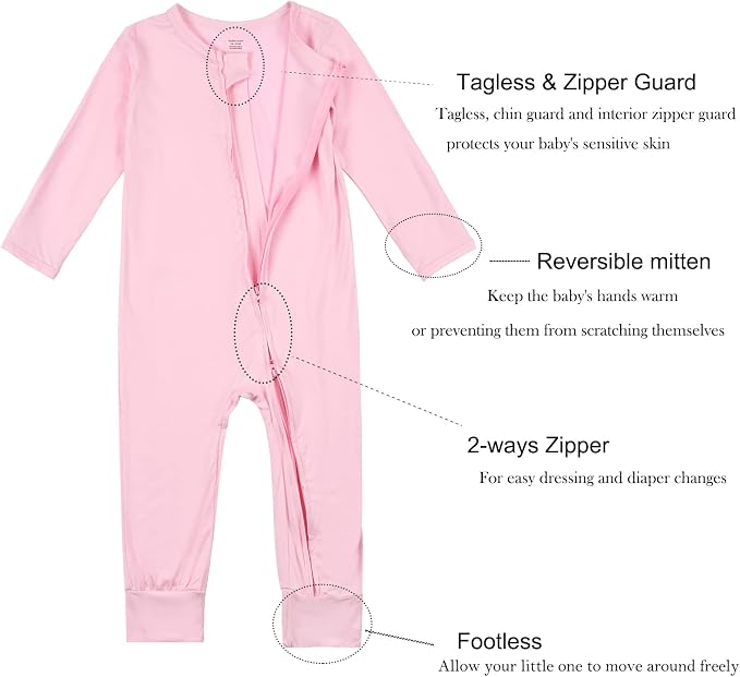 Aablexema Unisex Rayon of Bamboo Baby Footless Pajamas Romper - Image 3