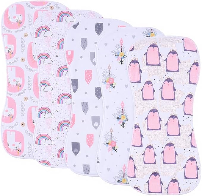 Baby Burp Cloths, Soft Absorbent Towel, 5 Pack by Gelisite