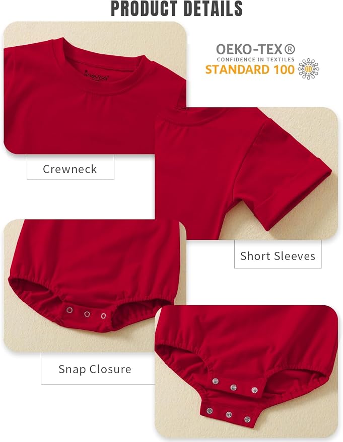 Jimonda Baby Bubble Romper Short Sleeve Bodysuit T-Shirt | 100% Cotton - Image 3