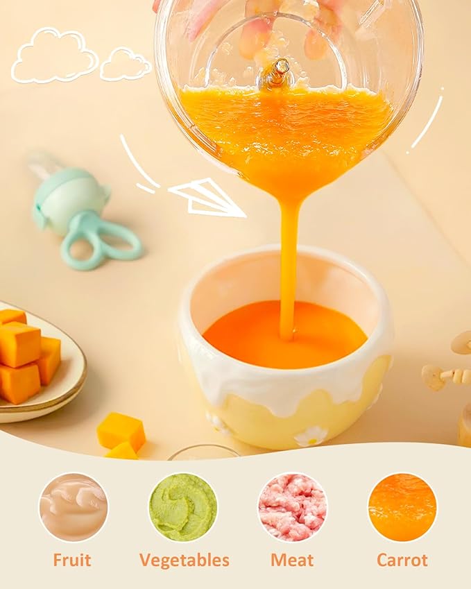 HEYVALUE Baby Food Maker, 13-in-1 Baby Food Puree Blender, Fruit, Vegatable, Meat, with Food Containers, Baby Food Processor Freezer Tray, Silicone Spoons, Silicone Spatula(Light Green)