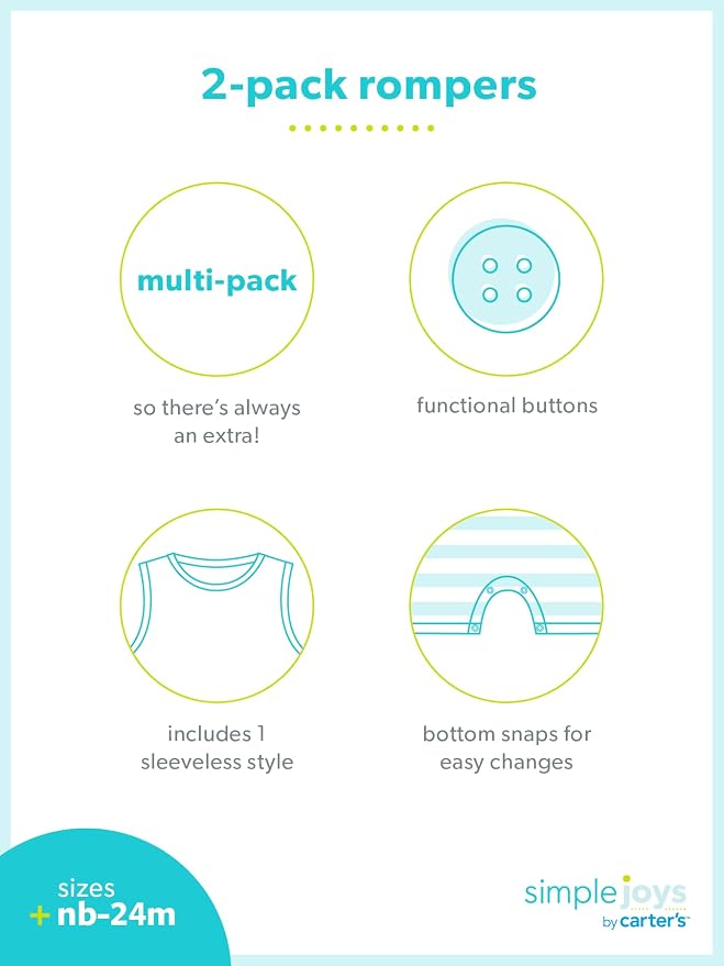Simple Joys by Carter's Baby Boys' Button Rompers - Image 5