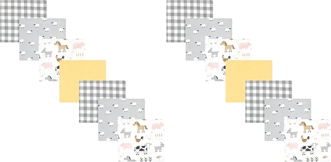 Hudson Baby Unisex Baby Cotton Flannel Receiving Blankets Bundle, Cute Farm by HudsonBaby