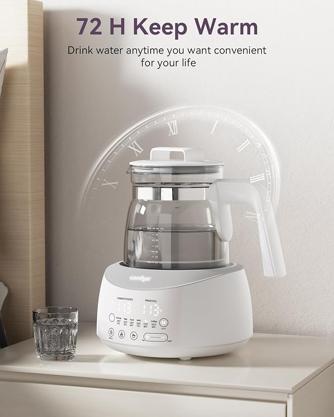 Bottle Warmer comfyer, Baby Bottle Warmer with Night Light and Faster Cooling Fan, Instantly Water Warmer, Tea Kettle Electric with 6 Temperature Control Presets, Feed Baby More Easier and Healthier