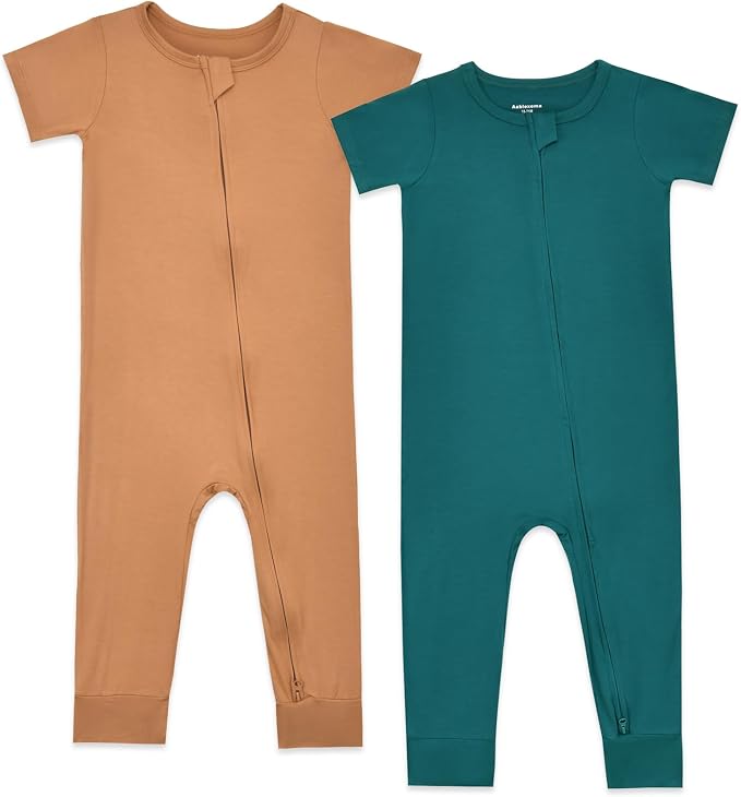 Aablexema Baby Short Sleeve Romper Bamboo Rayon Pajamas | Infant Summer Jumpsuit by Aablexema