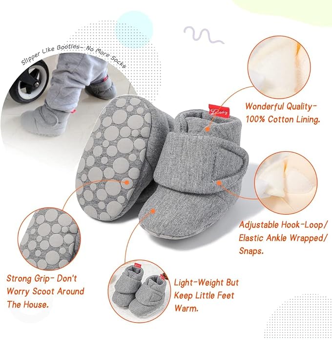Sawimlgy Newborn Infant Baby Girl Boy Cotton Booties Stay On Sock Slippers Soft - Image 5