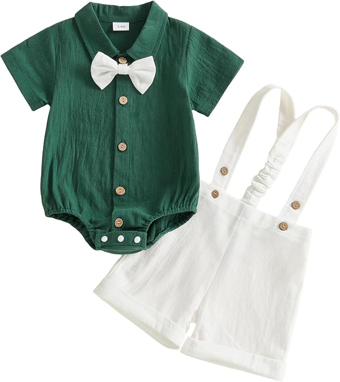 PUHHAPIEY Baby Boy Gentleman Wedding Outfit Dress Romper Suspender Pants | 0 3 by PUHHAPIEY