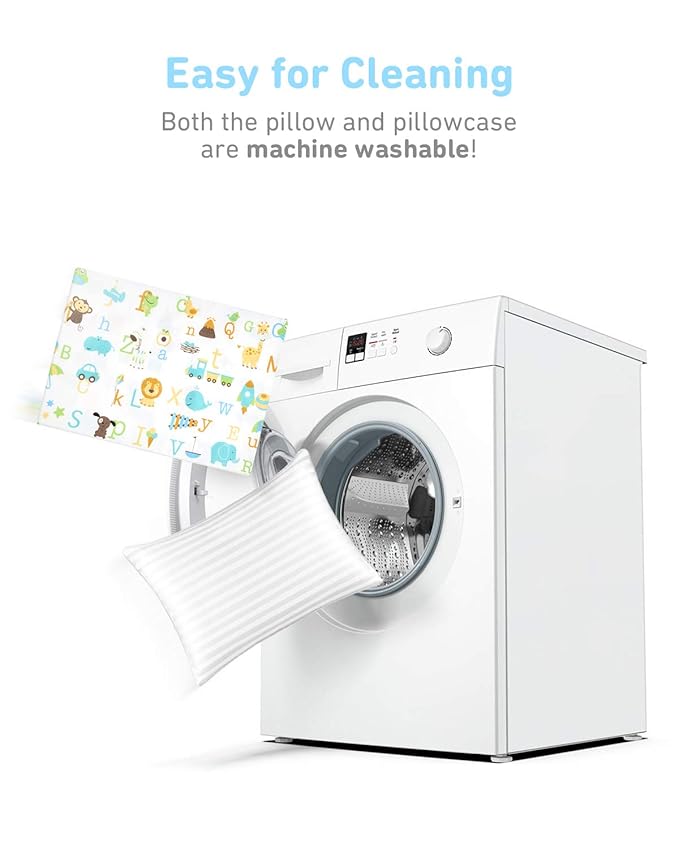 Babebay Toddler Pillow,13x18 Toddler Pillows for Sleeping, Machine Washable Kids Pillow with Soft Cotton Pillowcase, 1 Pack