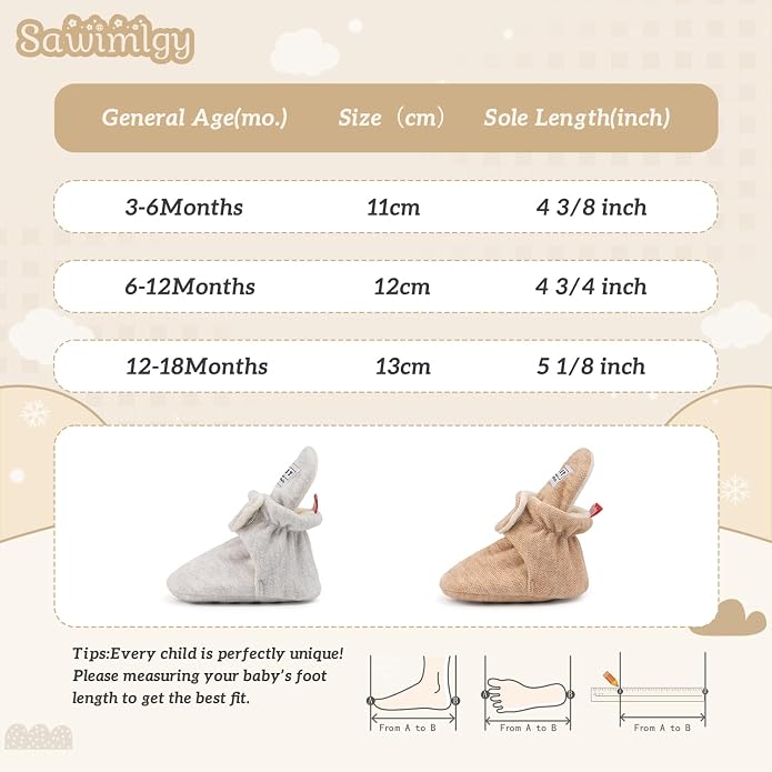 Sawimlgy Newborn Infant Baby Girl Boy Cotton Booties Stay On Sock Slippers Soft - Image 6