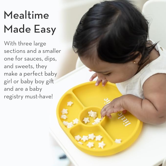 Bella Tunno Suction Plate for Babies & Toddlers, Self-Feeding Dish for Baby Led Weaning, Silicone Divided Plate, Sticks to Highchair Trays & Tables, Microwave & Dishwasher Safe, Get In My Belly