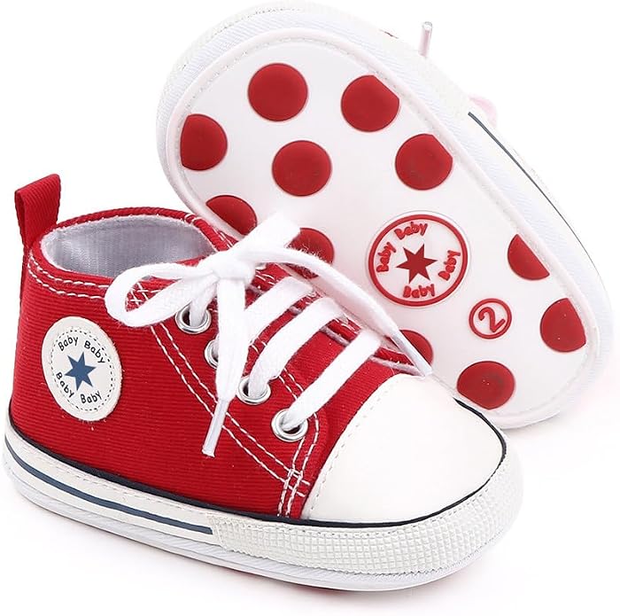 Unisex Baby Girls Boys Canvas High-top Shoes, Newborn Infant Anti-Slip Soft by KKIIDDSS