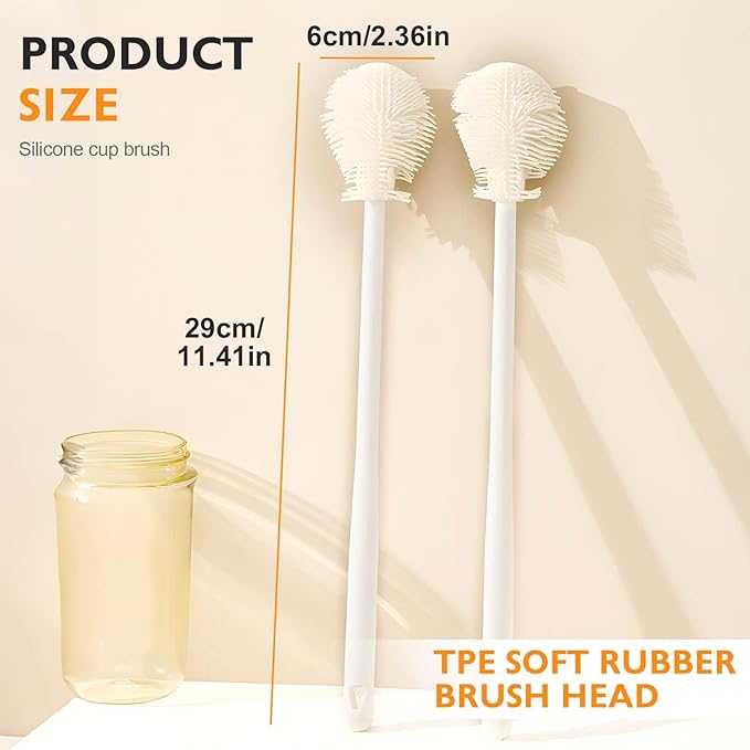 360° Flexible Silicone Bottle Brush with Long Handle,2025 New Multifunction Cleaning Foldable Cleaning Tool,Soft Bristle Silicone Cup Brush for Narrow Neck Bottles,Water Bottles (Blue A/1pcs)