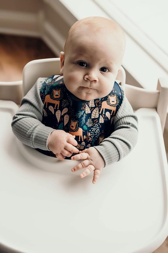 Three Little Tots Modern Silicone Baby Bib – Adjustable Fit Waterproof Catch - Image 2