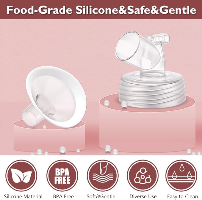 2 Packs 17mm Flange Set, Updated Soft Rim Shield and Wide Mouth Base Connector Pump Parts for Spectra S2 Spectra S1 9 Plus Breastpumps Accessories, 106 Degree Wider Opening Angel