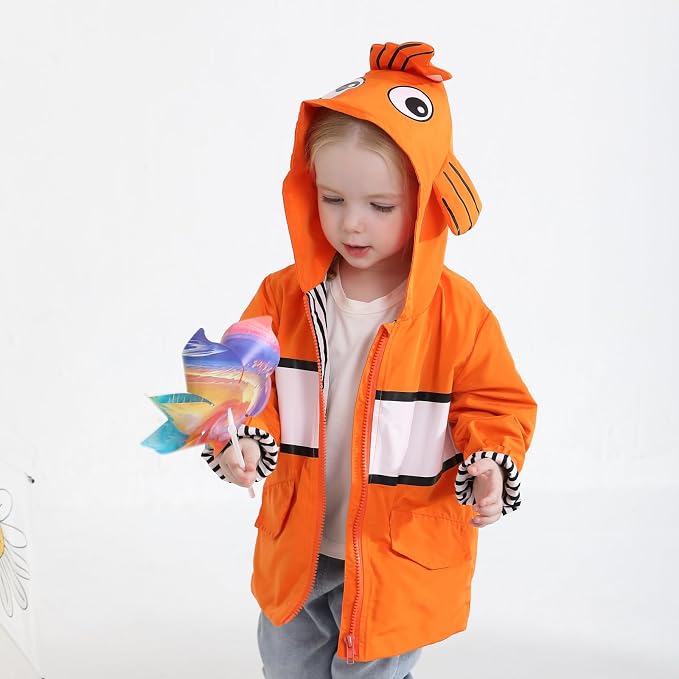 YOUNGER TREE Toddler Baby Boy Girl Duck Raincoat Cute Cartoon Hoodie Zipper - Image 3