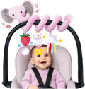 Stuffed Spiral Car Seat Toys for Baby Girls 0-6 Months, Perfect Newborn Gifts for Girls Essentials, Cute Pink Elephant Strawberry Hanging Plush Items
