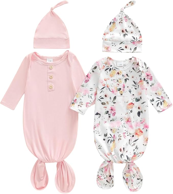 2-Pack Baby Sleeper knotted Gown Boy Girl Nightgown by Merqwadd
