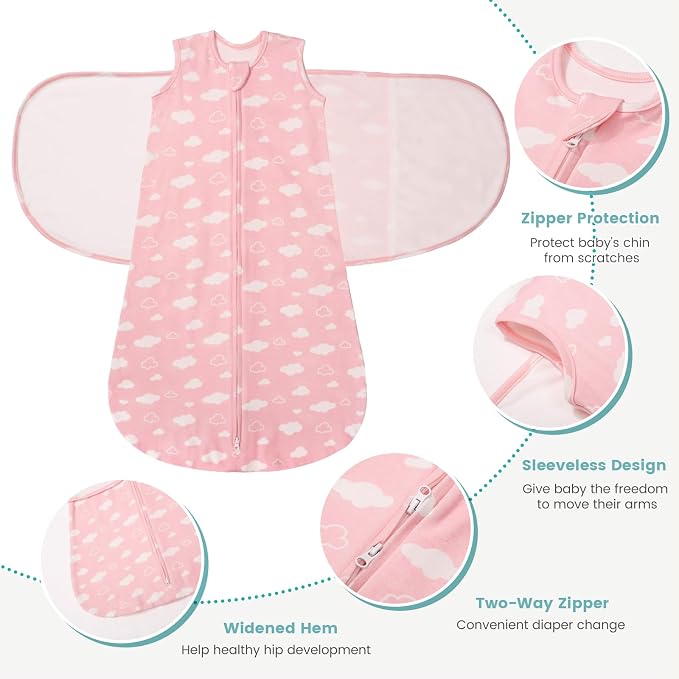 Baby Swaddle Sleep Sack, 1.0 Tog New-Parent-Friendly Swaddle | 0-6 Months Baby - Image 2