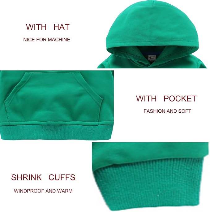 Baby Kids Boy Girl Solid Casual Pocket Hoodie Sweatershirt Long Sleeve Pullover - Image 4