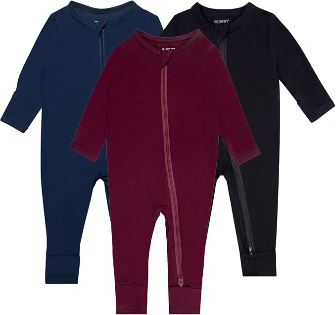 GUISBY Baby Rayon Footless Snug Sleepers, 2-Way Zip Footless Pajamas 3-Pack | by GUISBY