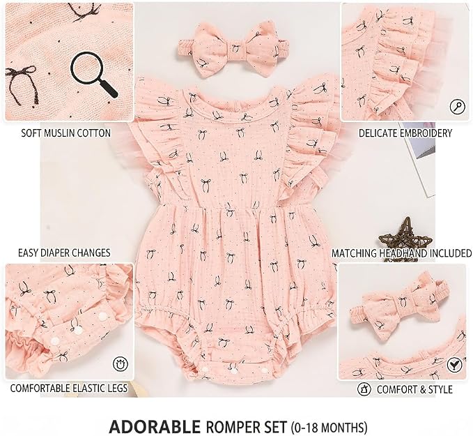 TITKKOP Ruffle Bubble Romper for Baby Girl | One-Piece Shorts Jumpsuit | Summer - Image 5