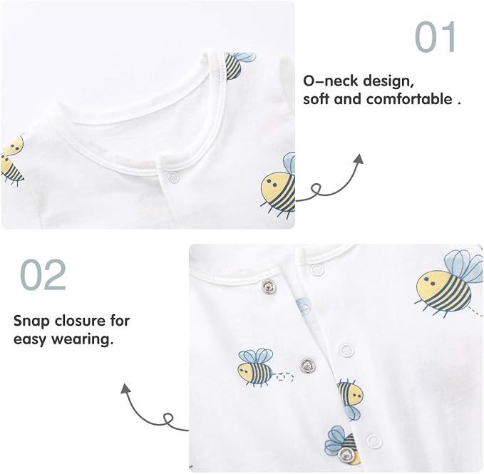pureborn Baby Romper Bodysuits 2-Pack Unisex Soft Cotton One-Piece Outfit - Image 4
