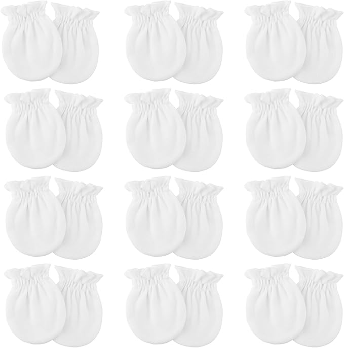 BQUBO 12 Pairs Baby Mittens Newborn Infant Mittens No Scratch Cotton Elastic by DRESHOW