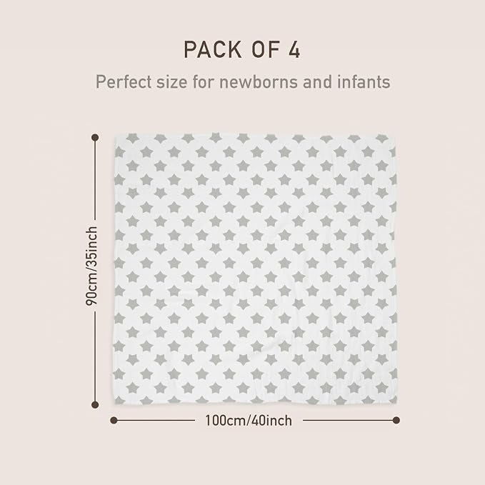 GLLQUEN BABY Muslin Swaddle Blankets 4Pk Receiving Blanket Large 35" x 40" | - Image 3