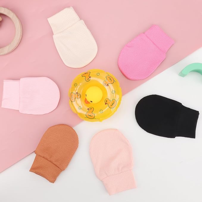 AQOKKA Newborn Baby Mittens No Scratch Cotton Elastic Wrist Gloves Infant - Image 5