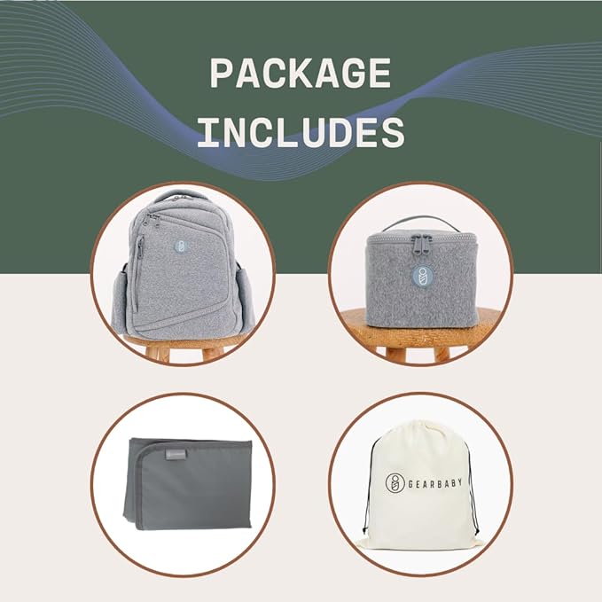 Gear Baby Breast Pump & Diaper bag Compatible with Spectra S1, S2, Medela, Neoprene Wearable Baby Breast Milk cooler Travel Diaper Bag Backpack for Working Mom and Family with Changing Pad (Grey)