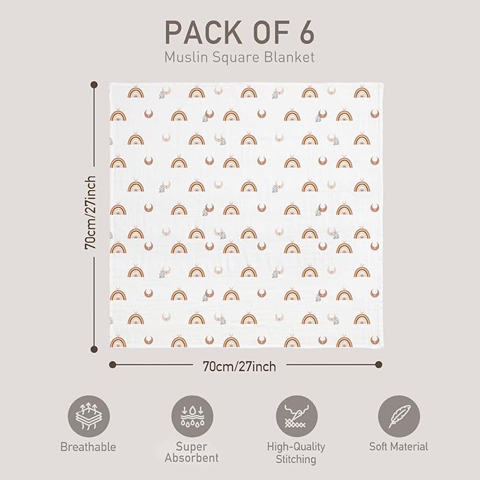 GLLQUEN BABY Receiving Blanket Boy Cotton Muslin Swaddle Blankets Girl Newborn - Image 4