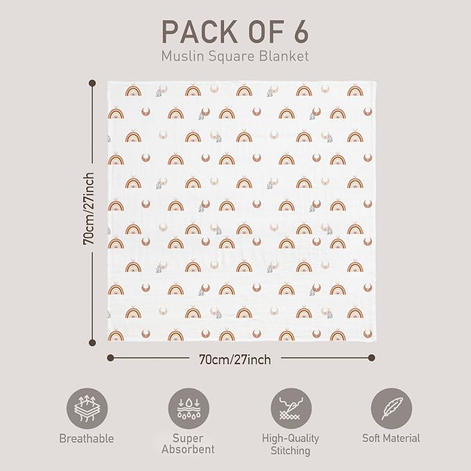 GLLQUEN BABY Receiving Blankets Muslin Swaddle Blanket - Image 4