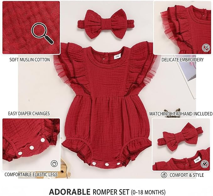 TITKKOP Ruffle Bubble Romper for Baby Girl | One-Piece Shorts Jumpsuit | Summer - Image 5