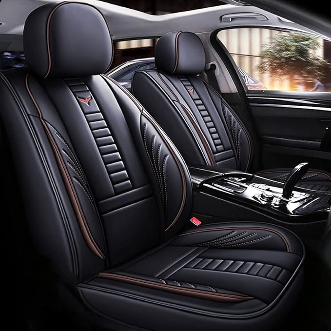 Auto Front Seat Covers fir for Suzuki 1999-2025 95% Models, 3D Front Split Bench Protection Compatible with Side Airbag Black & Coffee Line
