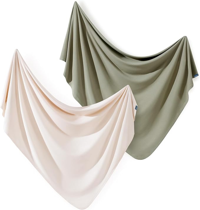 2 Pack Newborn Swaddle Blanket, Ultra Soft Stretchy Jersey Knit Extra Large by BUYNOW