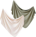 2 Pack Newborn Swaddle Blanket, Ultra Soft Stretchy Jersey Knit Extra Large by BUYNOW