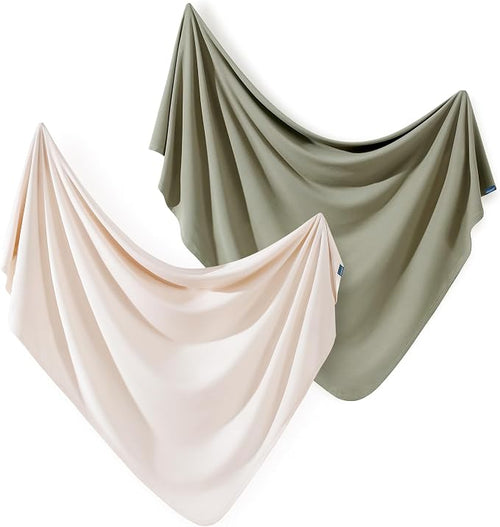 2 Pack Newborn Swaddle Blanket, Ultra Soft Stretchy Jersey Knit Extra Large by BUYNOW